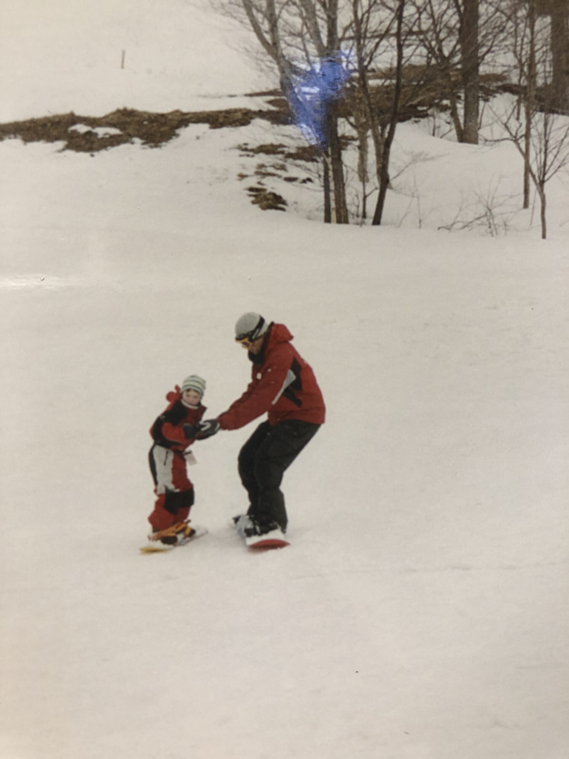 Bonding with dad over a snowboard