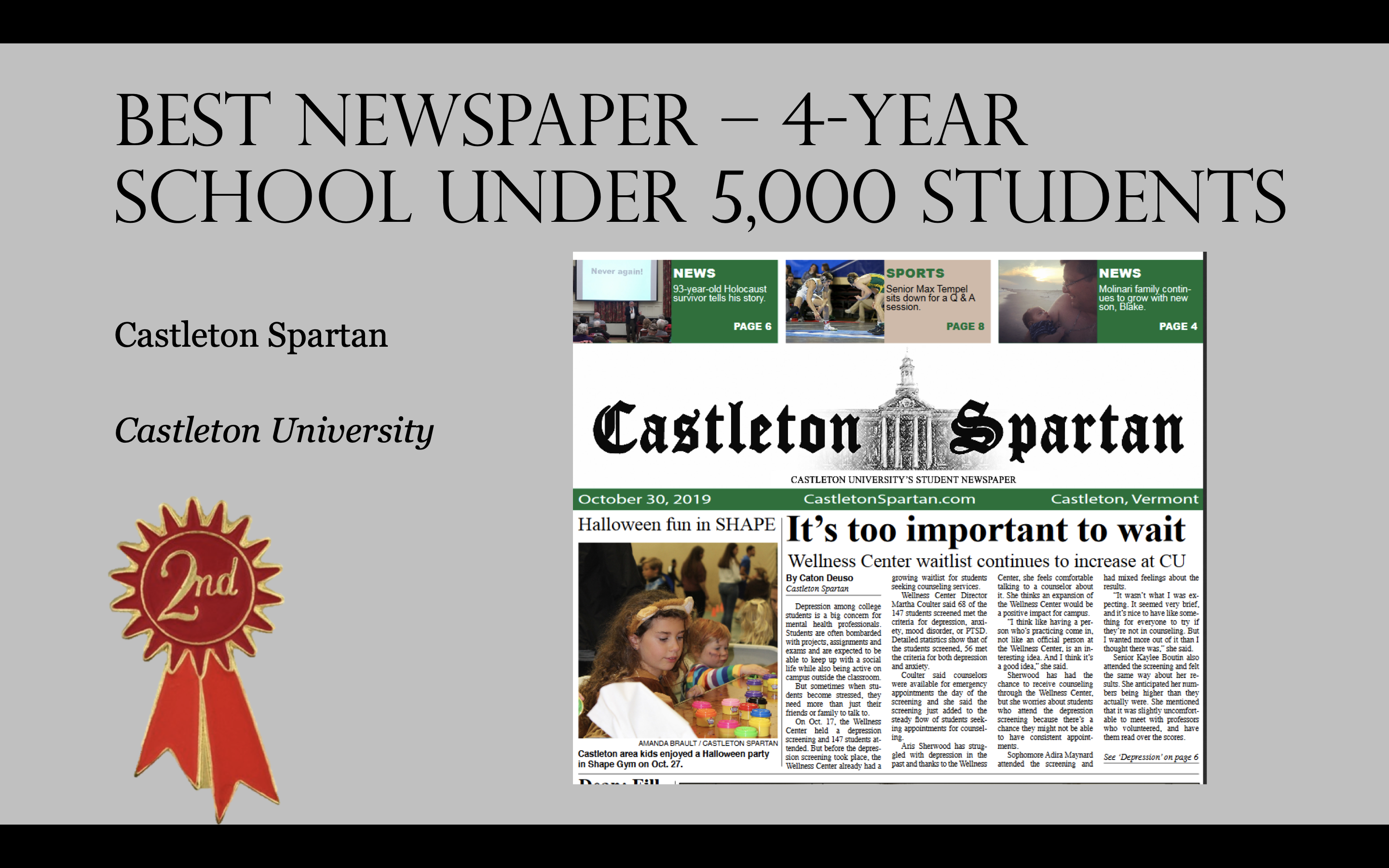 Castleton Spartan takes second for best newspaper